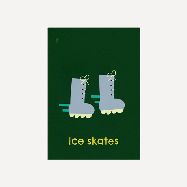 I for Ice Skates- Alphabet Art Print
