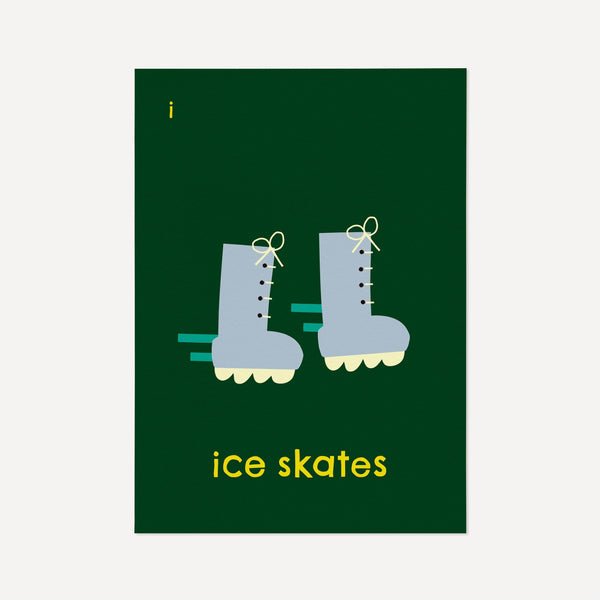 I for Ice Skates- Alphabet Art Print