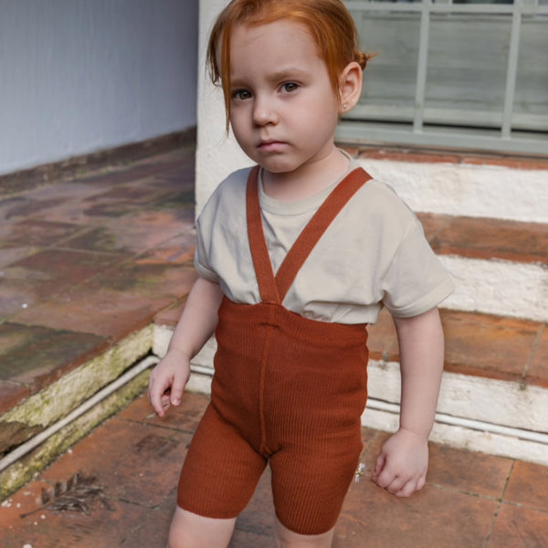 Silly Silas Unisex Shorty Rib Tights with Braces (Cinnamon)