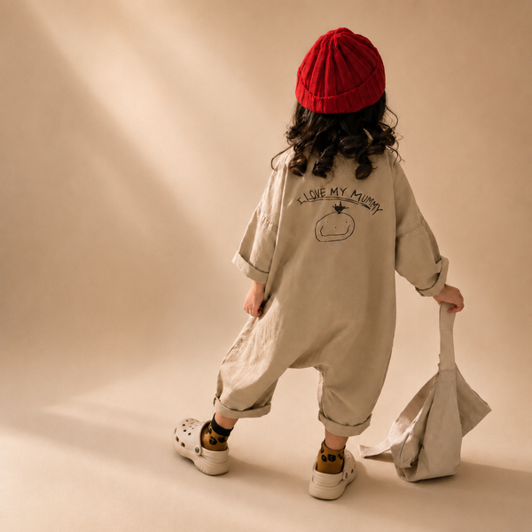 I Love My Mummy Romper Overalls (Khaki Beige)