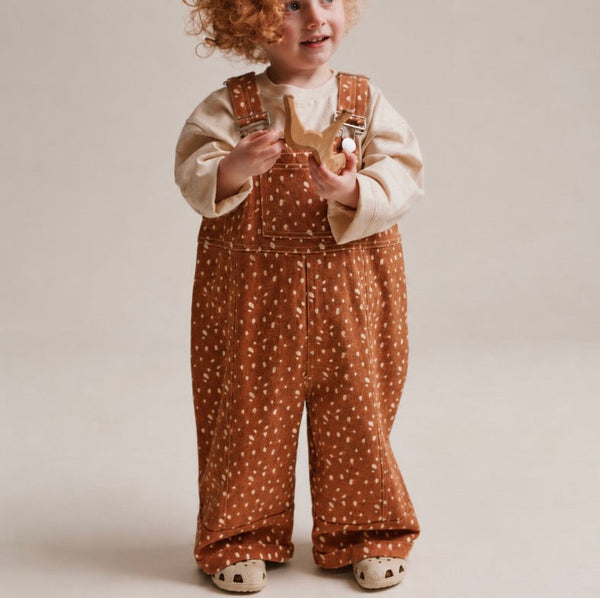Blythe Fawn Print Cotton Dungarees