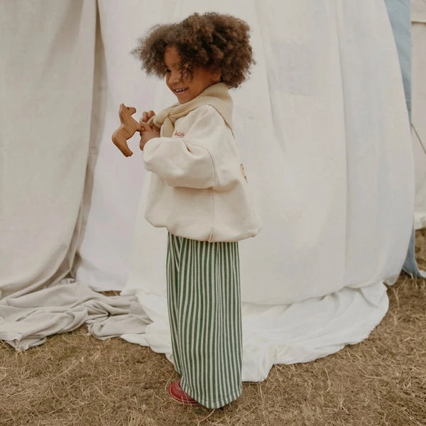 Roda Pine Stripe Wide Leg Cotton Jogging Bottoms