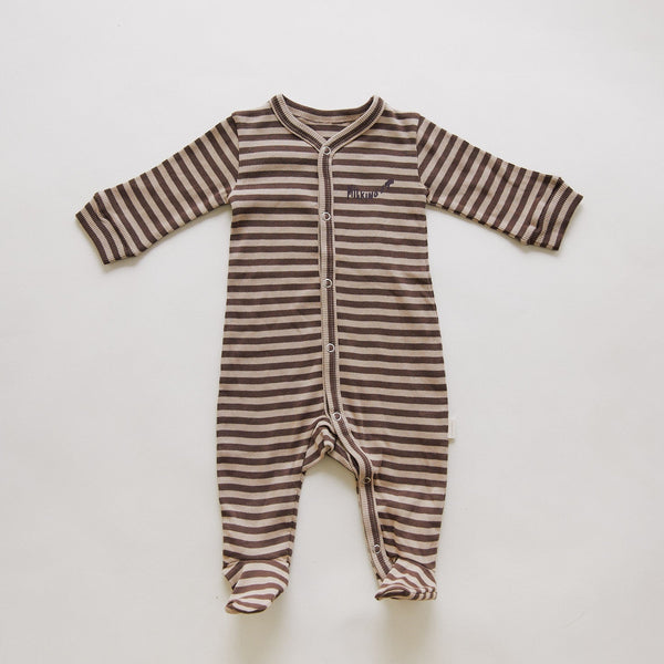 Milking It Acorn Stripe Rib Cotton Baby Onesie