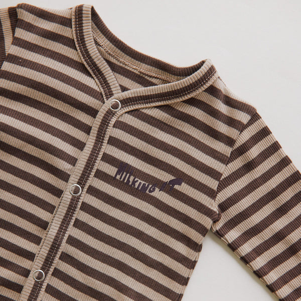 Milking It Acorn Stripe Rib Cotton Baby Onesie