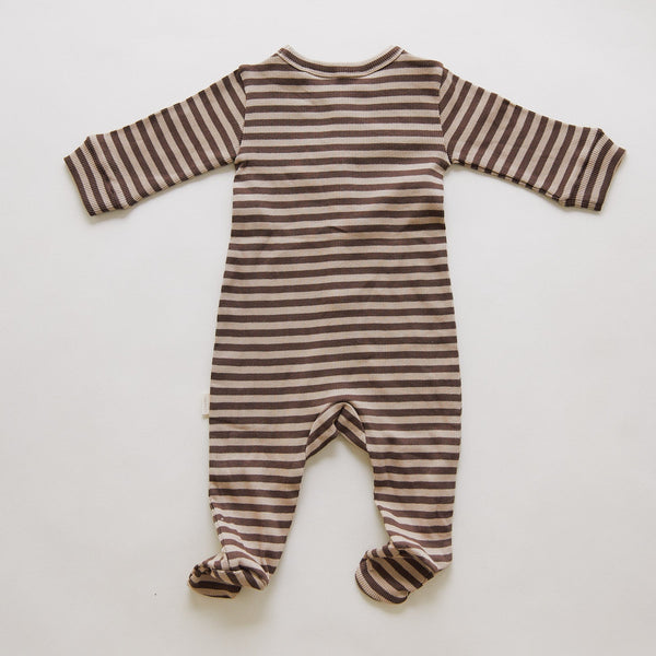 Milking It Acorn Stripe Rib Cotton Baby Onesie
