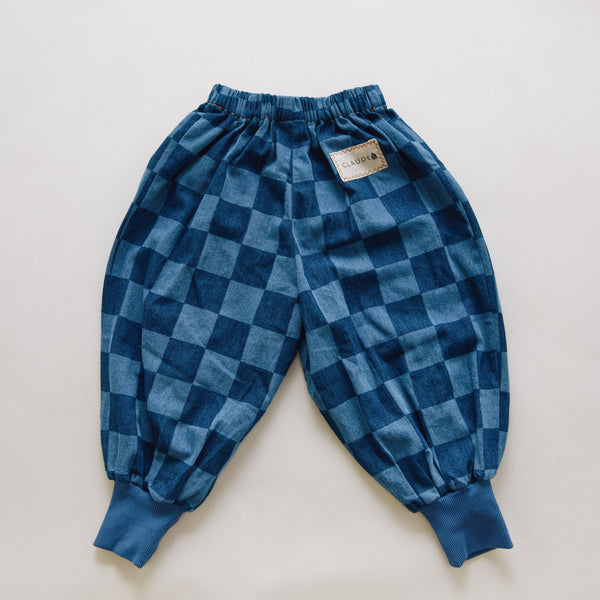 Murphy Checkerboard Balloon Denim Cuffed Cotton Trouser