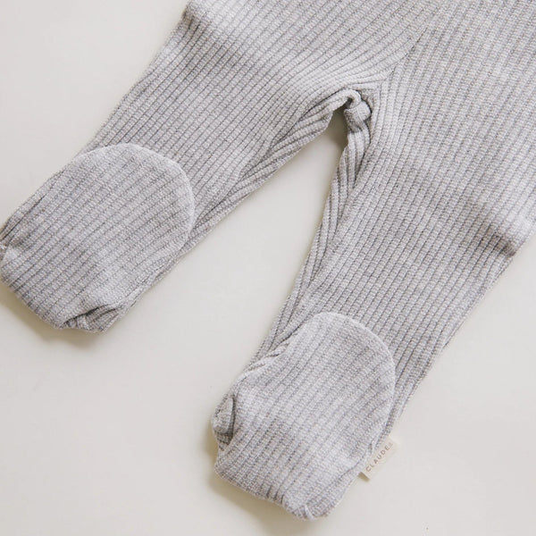 Milking It Grey Marl Cotton Rib Footed Baby Leggings