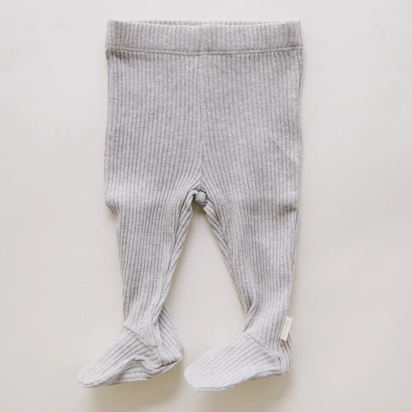 Milking It Grey Marl Cotton Rib Footed Baby Leggings