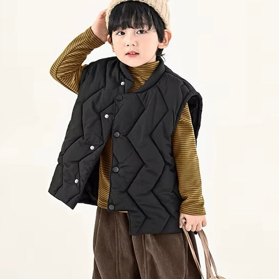 Zig Zag Quilt Puffer Gilet (Black)