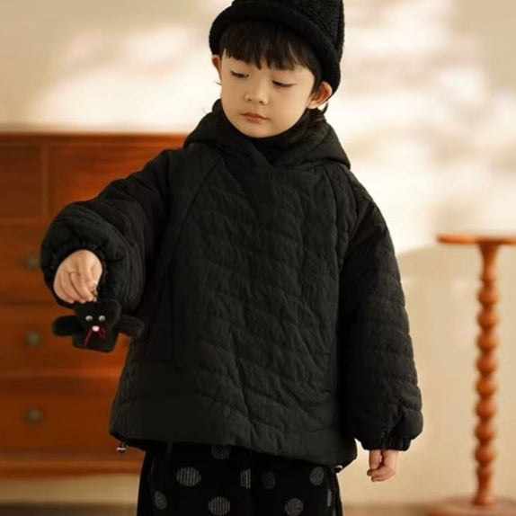 Cosy Quilted Hoodie Coat (Black)