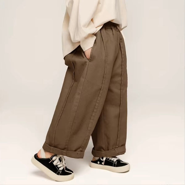 Seam Front Wide Leg Trouser Pants (Mocha)