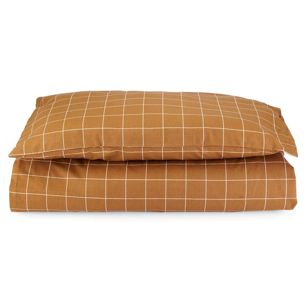 Single Organic Cotton Window Pane Bedding Set (Pecan)