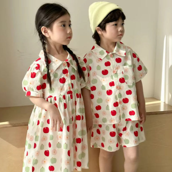 Apple Print Collar Dress
