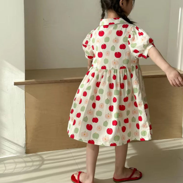 Apple Print Collar Dress