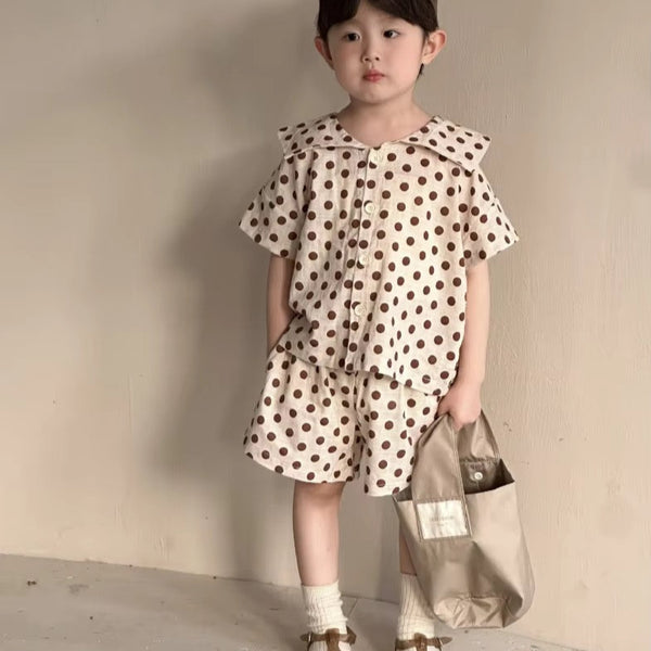 Polkadot Sailor Shirt and Shorts Set
