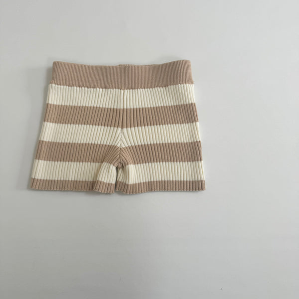 Stripey Cotton Rib Knitted Shorts (Sand)