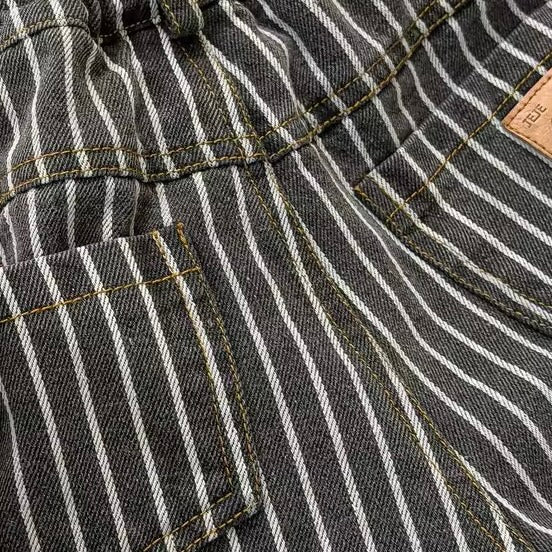 Suki Stripe Straight Wide Denim Jeans (Monochrome)