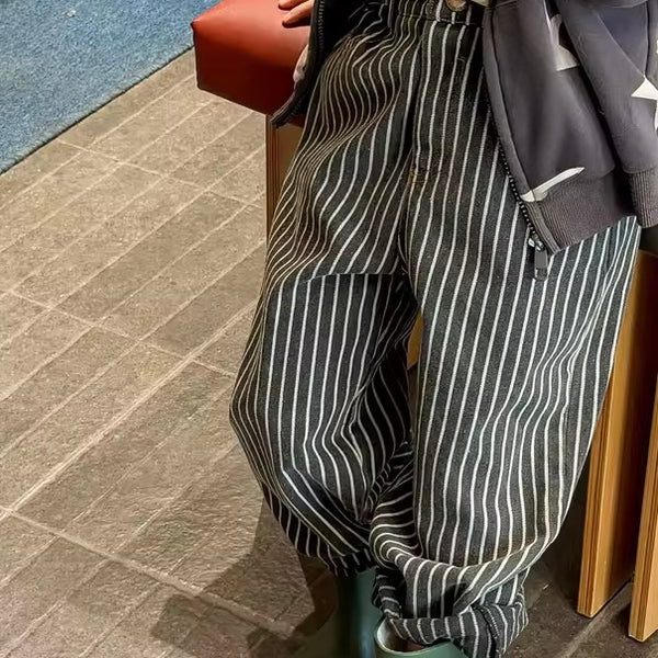 Suki Stripe Straight Wide Denim Jeans (Monochrome)