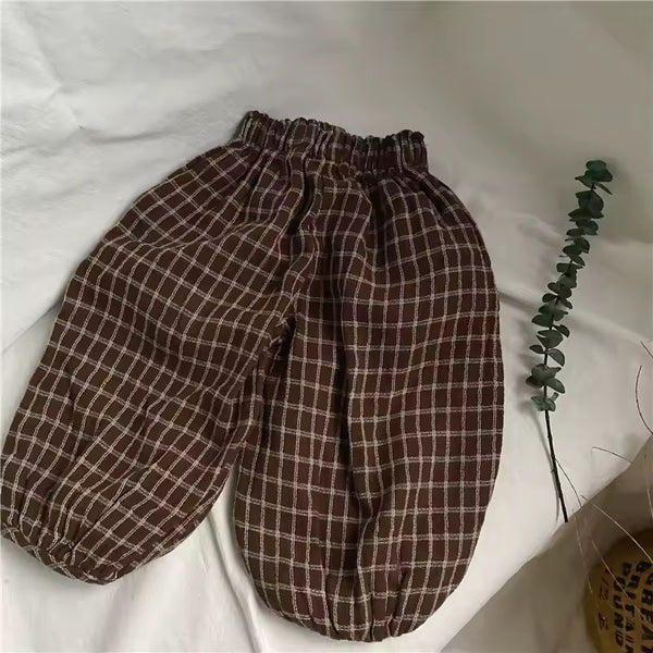 Paolo Plaid Check Oversize Trousers (Chocolate)