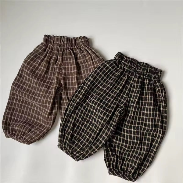 Paolo Plaid Check Oversize Trousers (Black)
