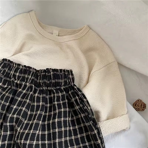 Paolo Plaid Check Oversize Trousers (Black)