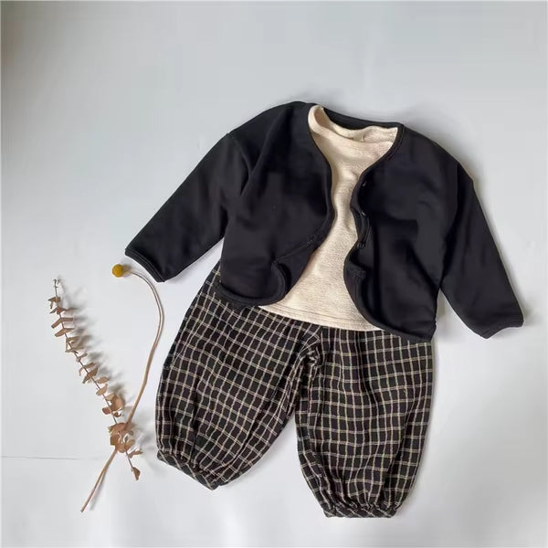 Paolo Plaid Check Oversize Trousers (Black)