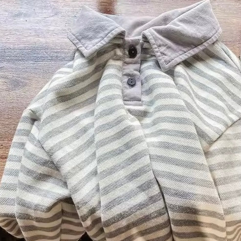 Pía Stripe Long Sleeved Polo Knit Top