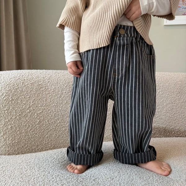 Suki Stripe Straight Wide Denim Jeans (Monochrome)