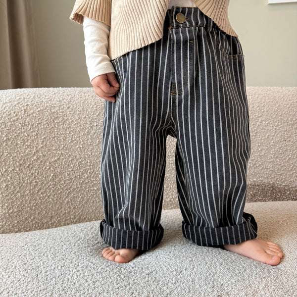 Suki Stripe Straight Wide Denim Jeans (Monochrome)