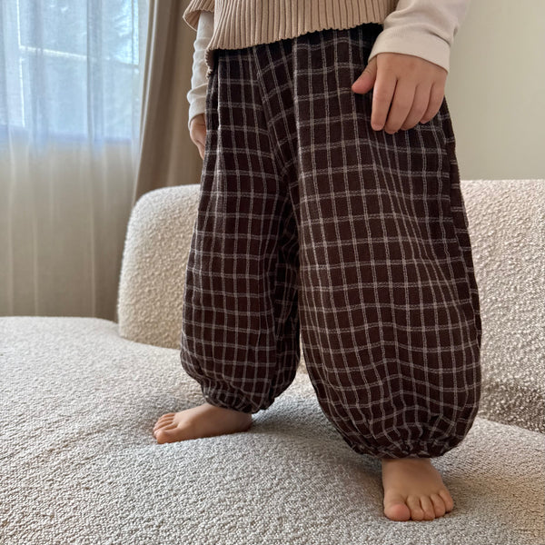 Paolo Plaid Check Oversize Trousers (Chocolate)
