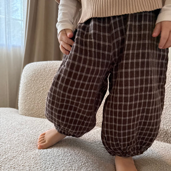 Paolo Plaid Check Oversize Trousers (Chocolate)