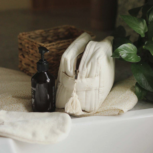 Cotton Quilted Nappy Pouch or Wash Bag (Wild Chamomile)