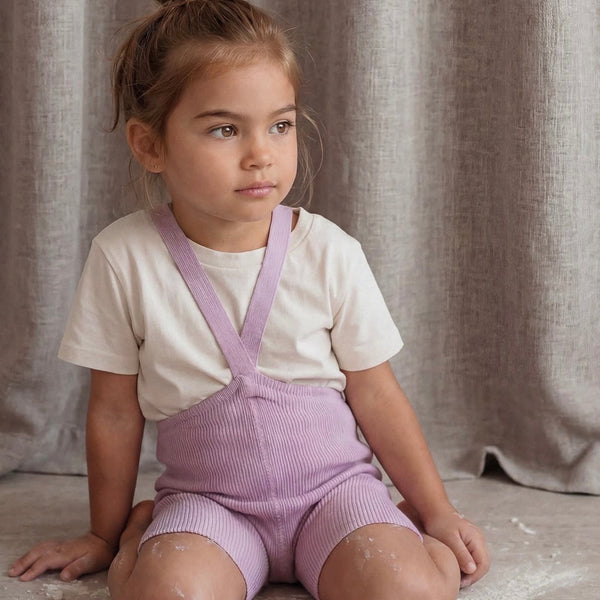 Silly Silas Unisex Shorty Rib Tights with Braces (Lavender)