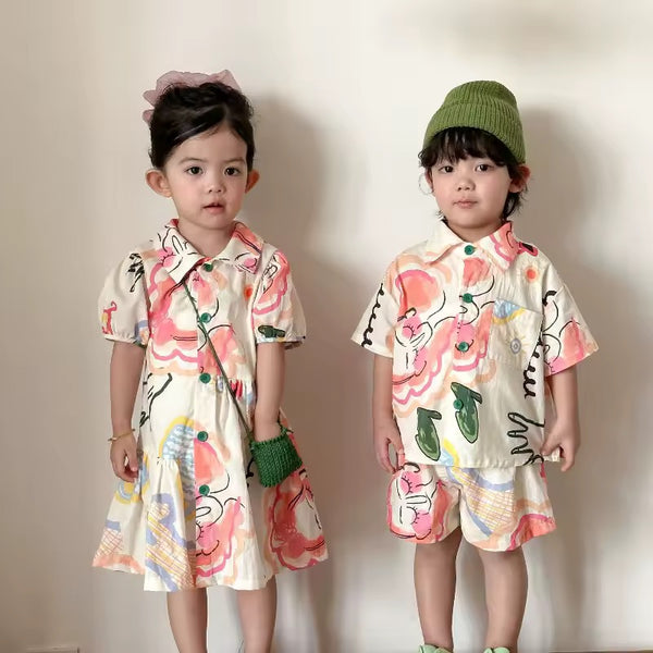 Pina Pattern Shorts and Shirt Set
