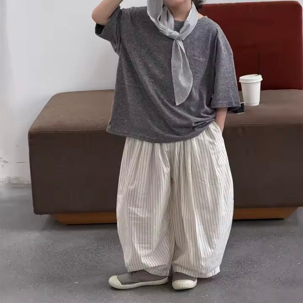 Costa White Pinstripe Balloon Trousers