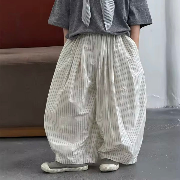 Costa White Pinstripe Balloon Trousers