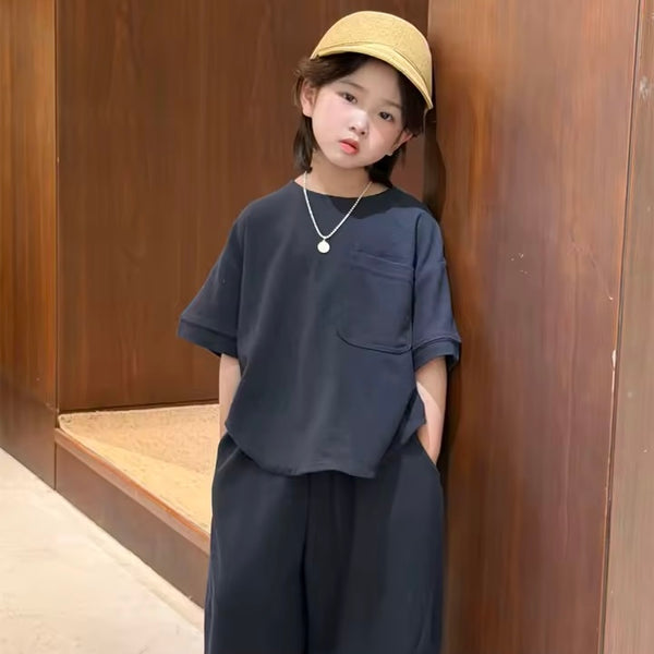 Oversized Tee and Cropped Trouser Set (Black)