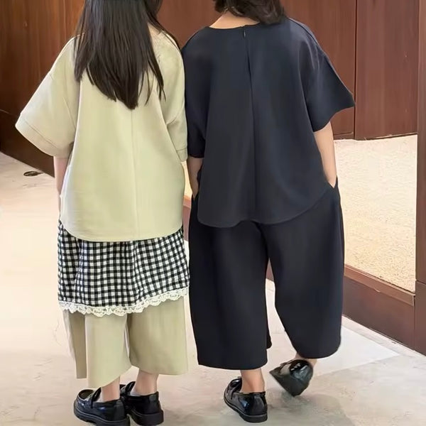 Oversized Tee and Cropped Trouser Set (Olive)
