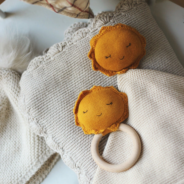 Scallop Organic Cotton Knit Blanket (Stone)