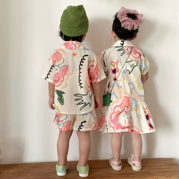 Pina Pattern Shorts and Shirt Set