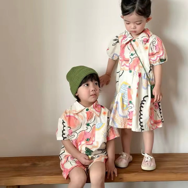 Pina Collar A-Line Pattern Dress