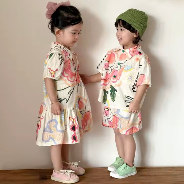 Pina Pattern Shorts and Shirt Set