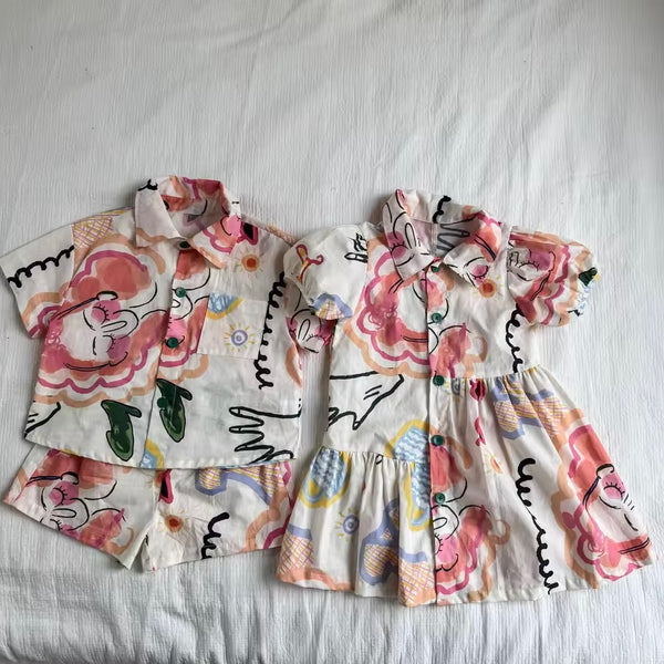 Pina Pattern Shorts and Shirt Set
