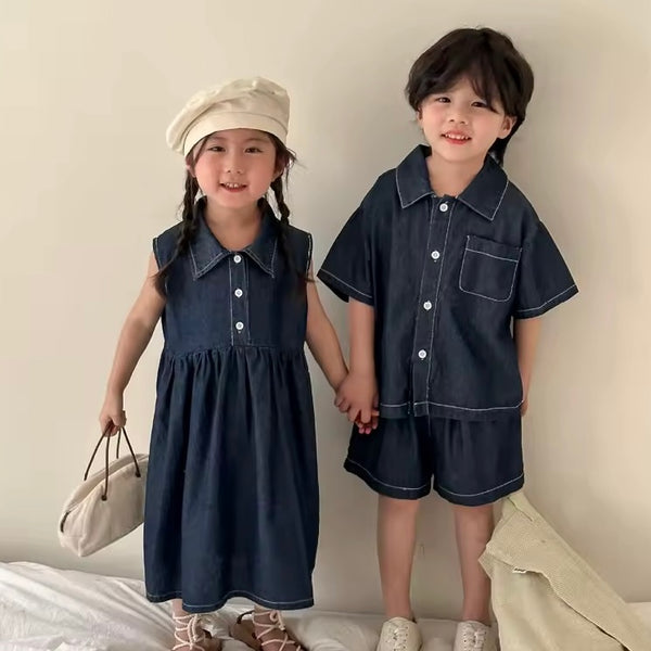 Barco Denim Shirt and Shorts Set