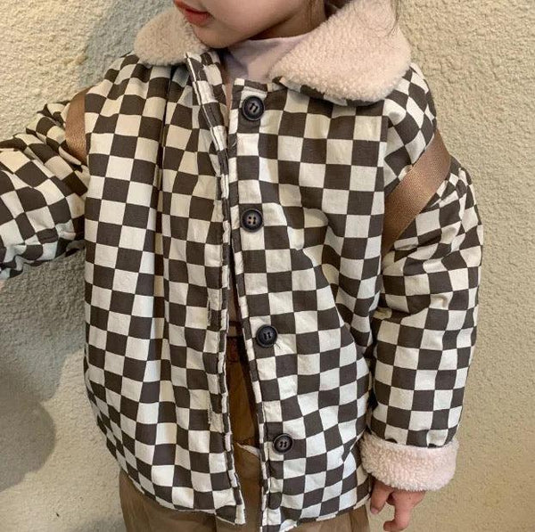 Sebie Checkerboard Collar Coat (Cocoa)