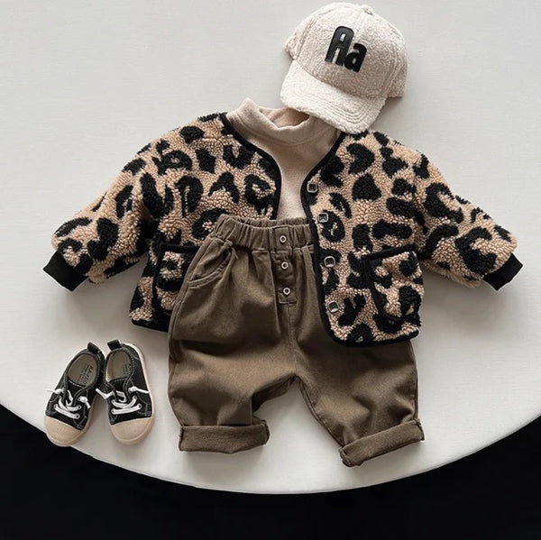 Leni Teddy Leopard Coat (Black)