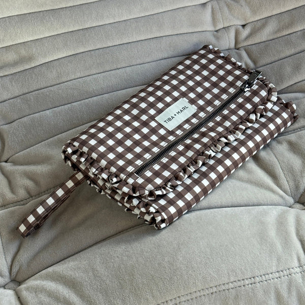 Etta Fold-Away Changing Mat Clutch (Brown Gingham)