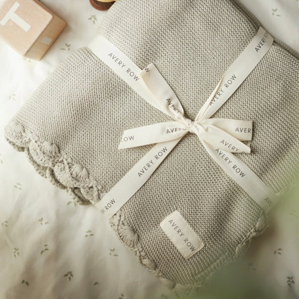 Scallop Organic Cotton Knit Blanket (Willow)