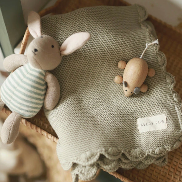 Scallop Organic Cotton Knit Blanket (Willow)