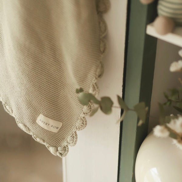 Scallop Organic Cotton Knit Blanket (Willow)